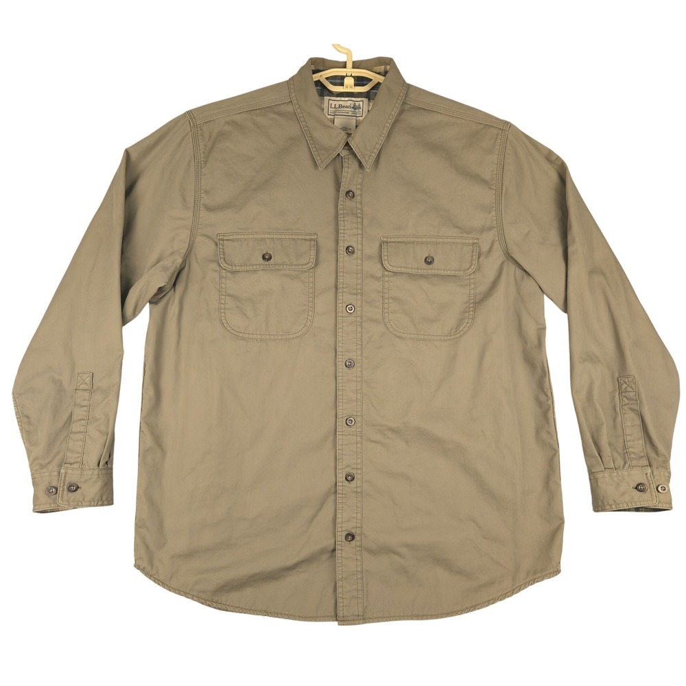 LL Bean Mens L‎ REG Long Sleeve Button Up Shirt Workwear Flannel Lined 278634
